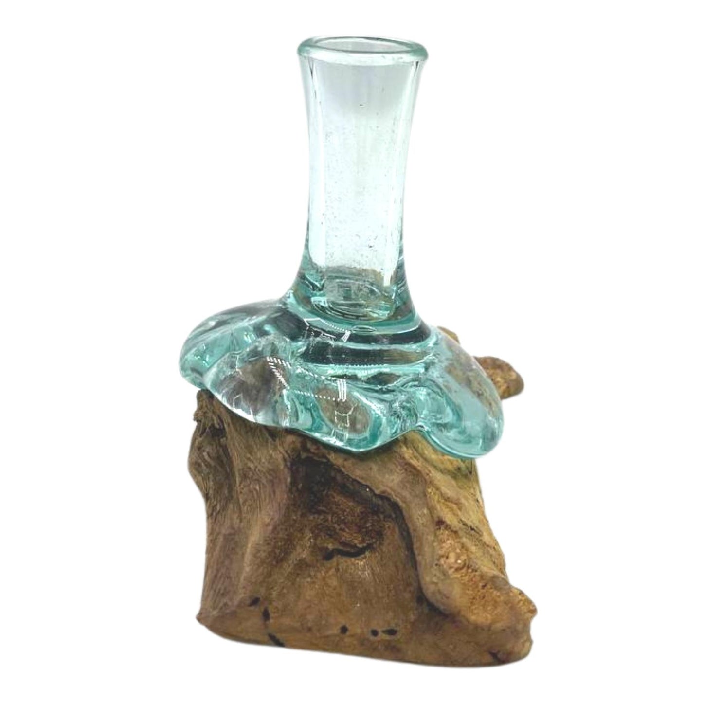 Molton Glass Small Flower Vase on Wood. Product code: MGW-28