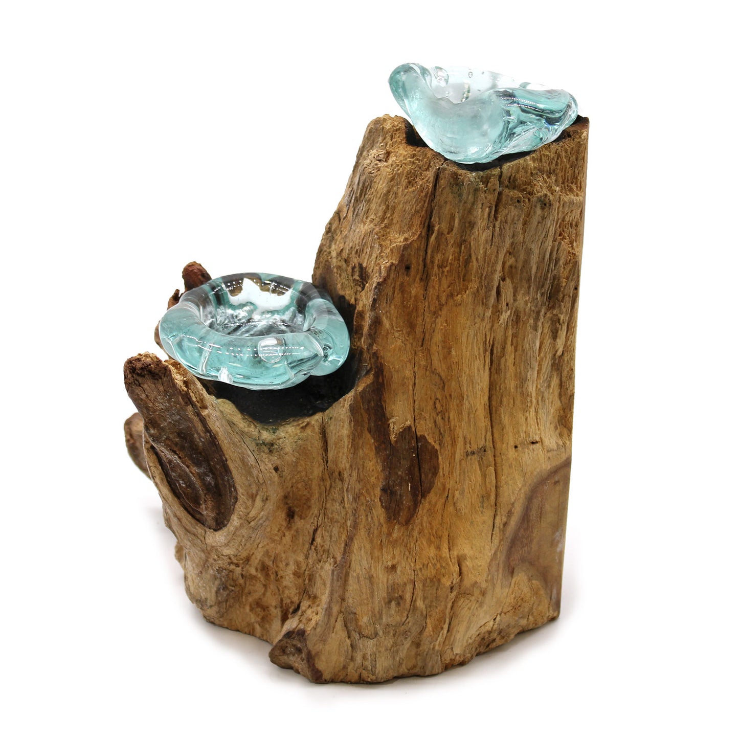 Back in Stock 27th Aug. Molton Glass Candle Double Holder on Wood. Product code: MGW-25