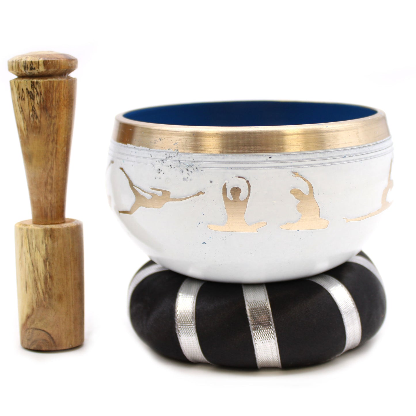 Yoga Moves Singing Bowl Set- White/Blue 10.7cm