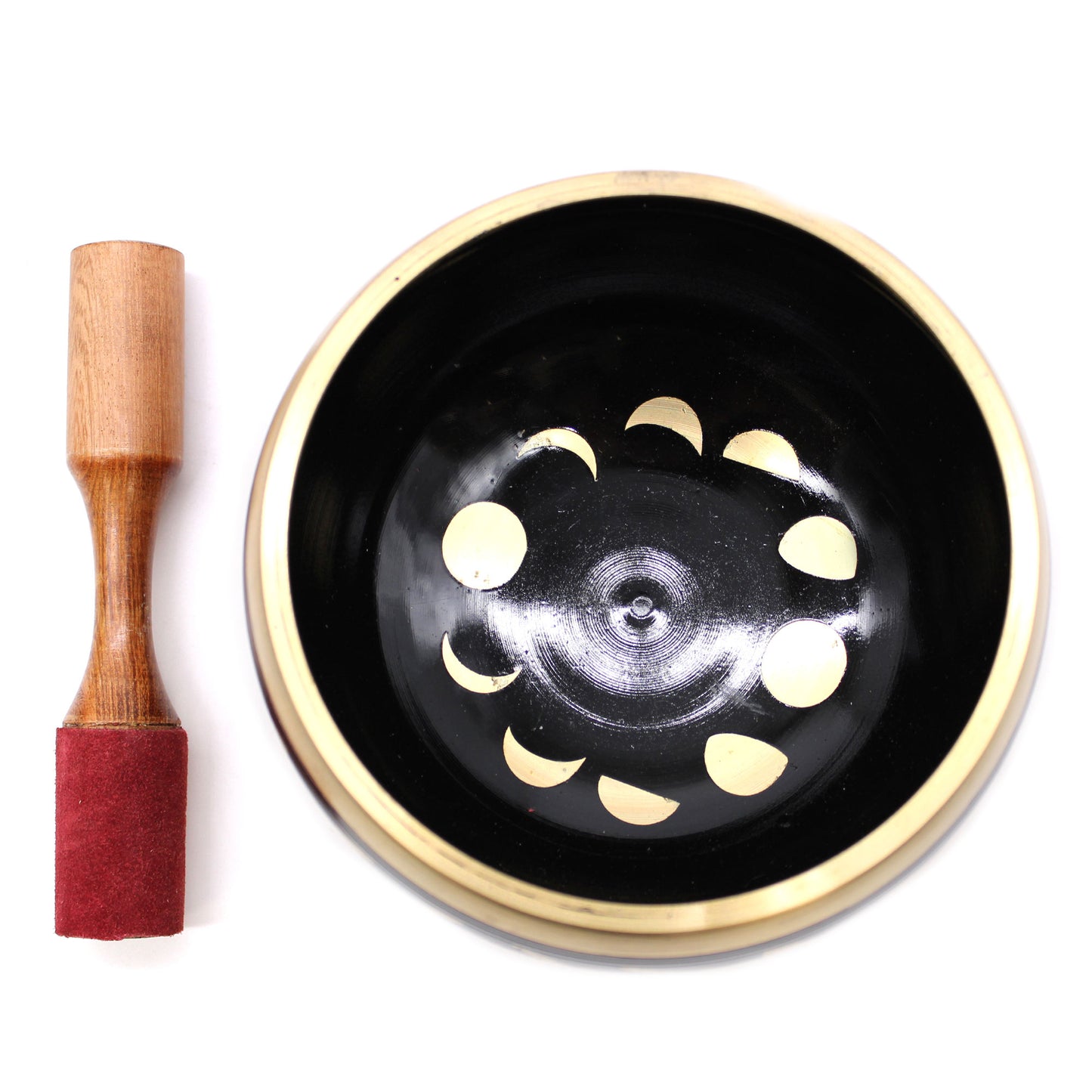 Lrg Moon Phase Singing Bowl Set- Black 14cm