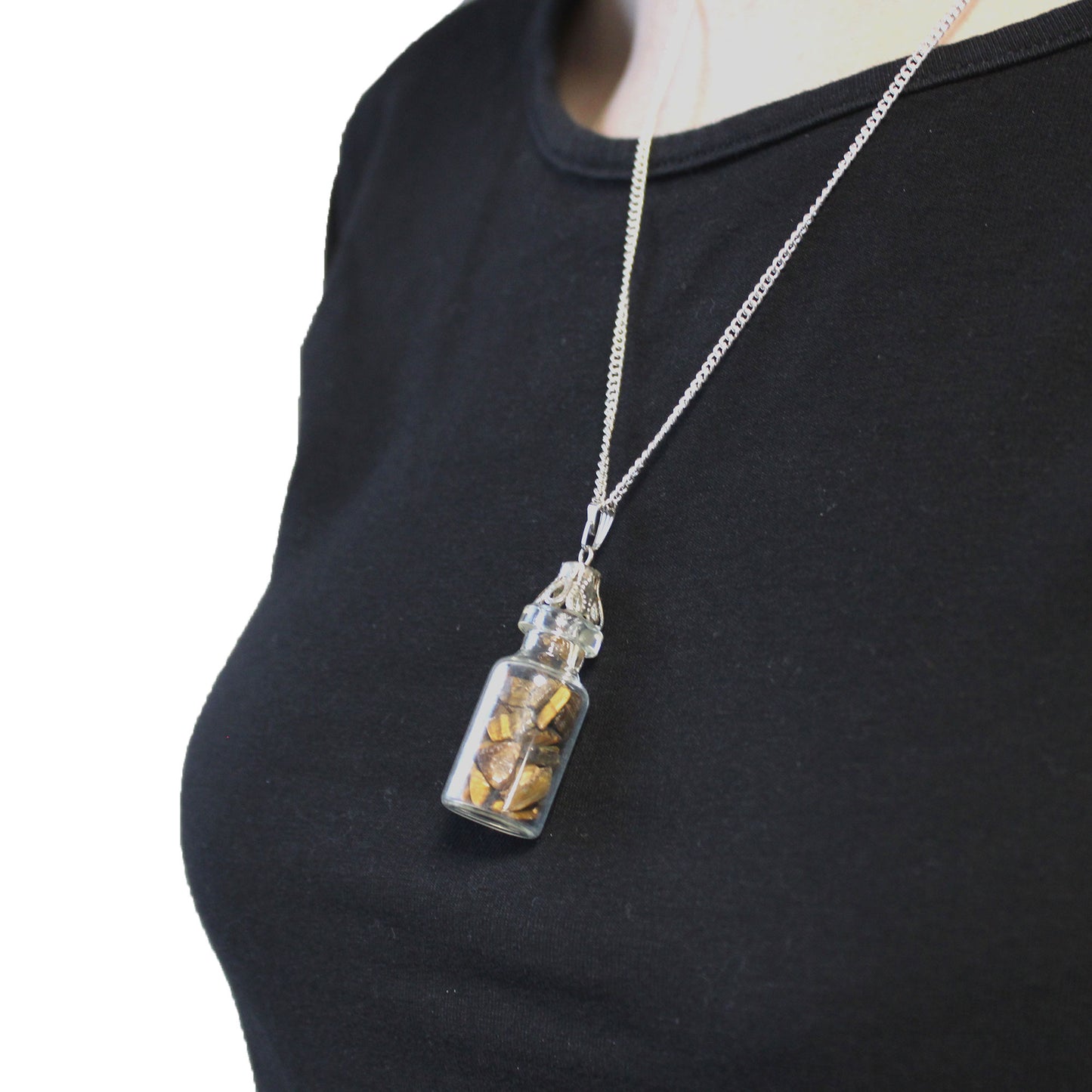 Bottled Gemstones Necklace - Tiger Eye