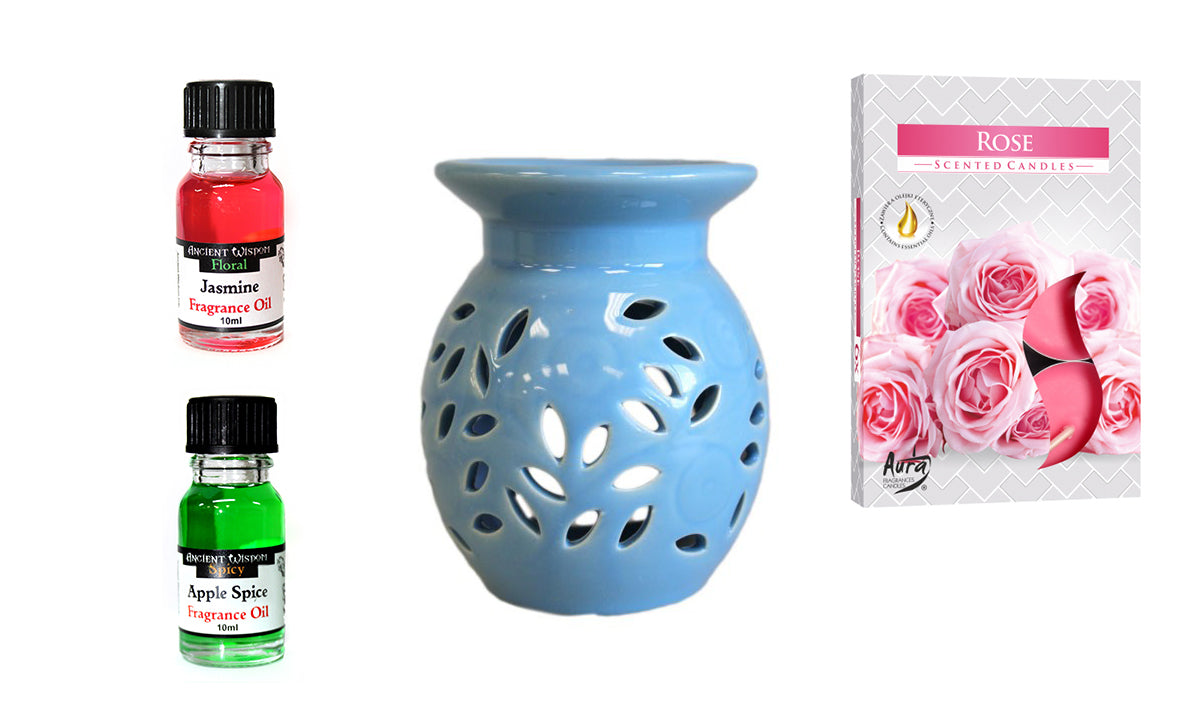 Floral Oil Burner and Fragrance Oils Kit. Product Code: BNDL-15