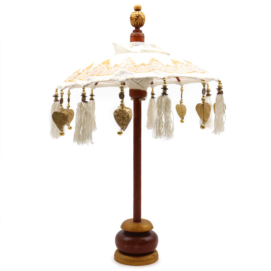 Bali Home Decor Parasol - Canvas - Gold Decor- Height 68cm, Width 40cm