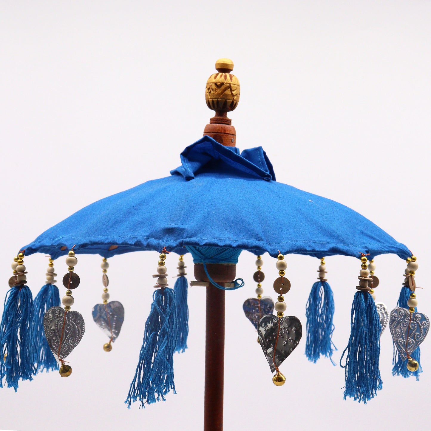 Bali Home Decor Parasol - Cotton - Turquoise- Height 68cm, Width 40cm