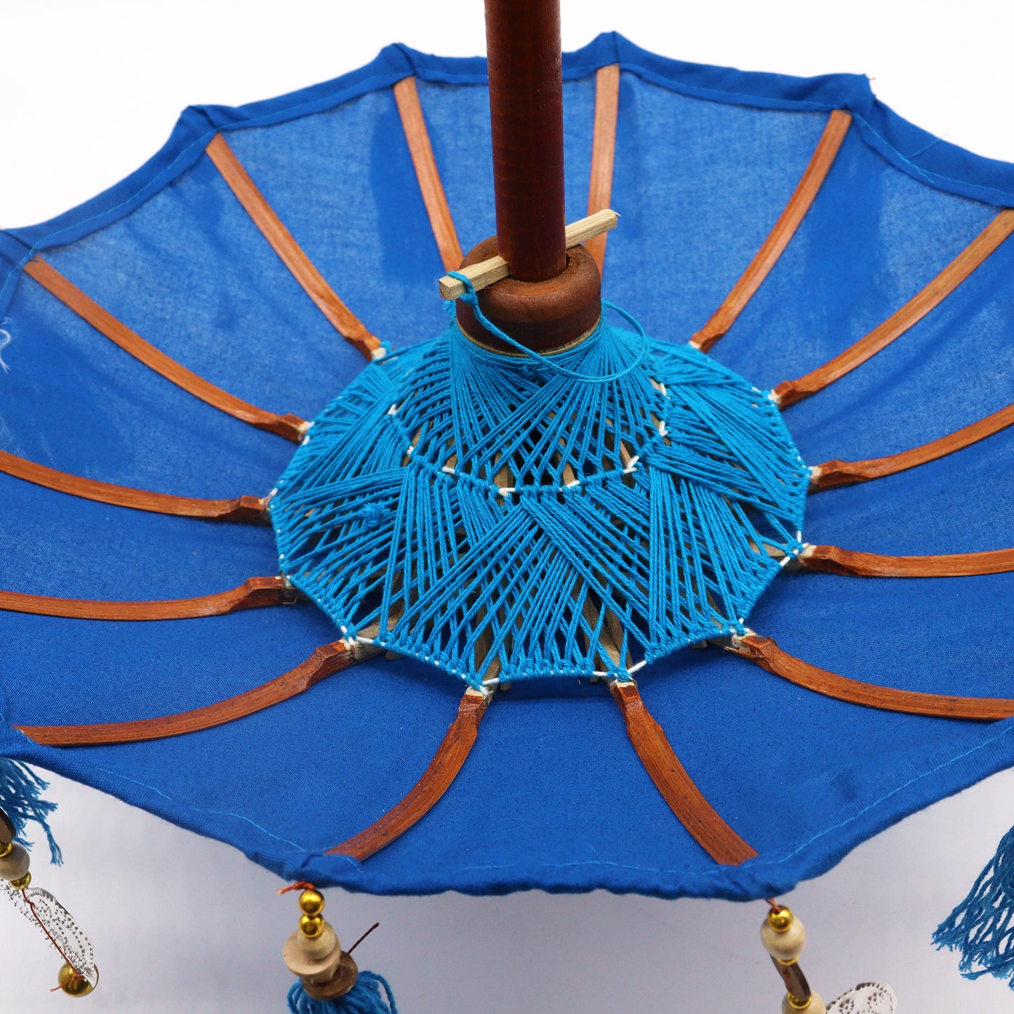 Bali Home Decor Parasol - Cotton - Turquoise- Height 68cm, Width 40cm