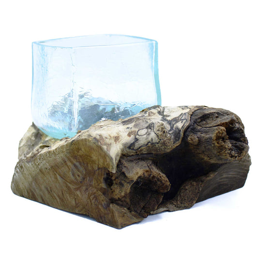 Molten Crackled Glass Tank on Wood. Product code: MGW-37