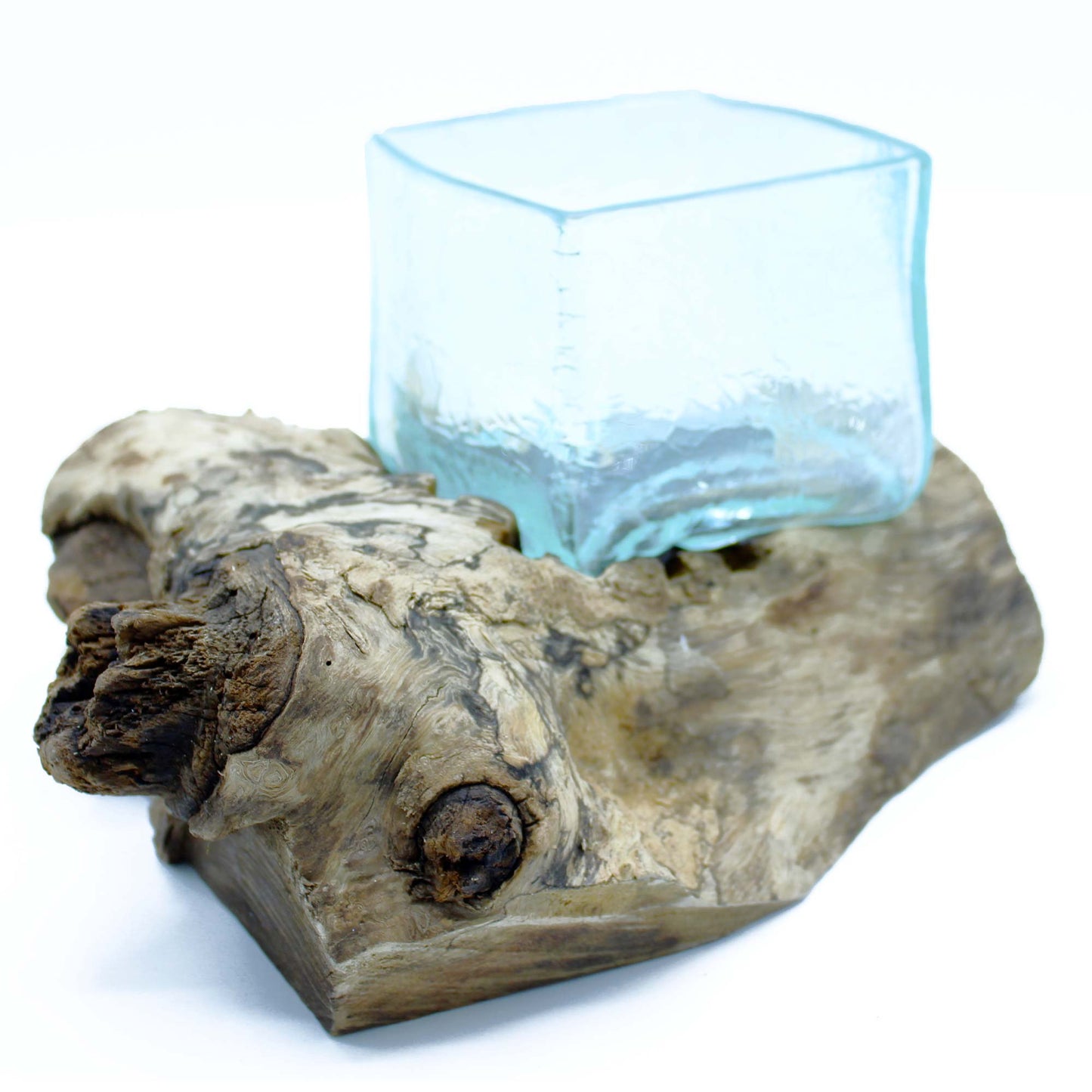 Molten Crackled Glass Tank on Wood. Product code: MGW-37