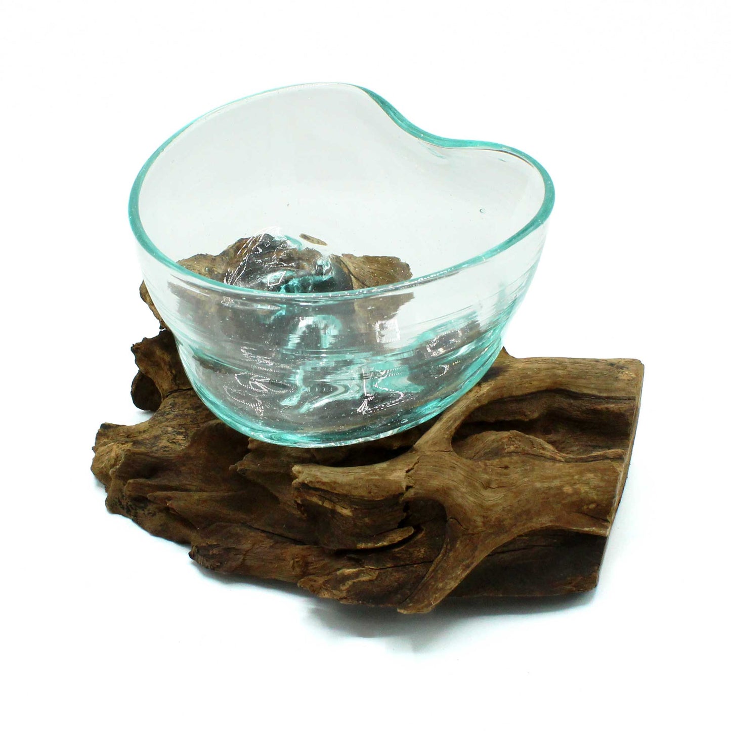 Back in Stock 27th Aug. Molten Glass Arfully Misshapen Bowl on Wood. Product code: MGW-36