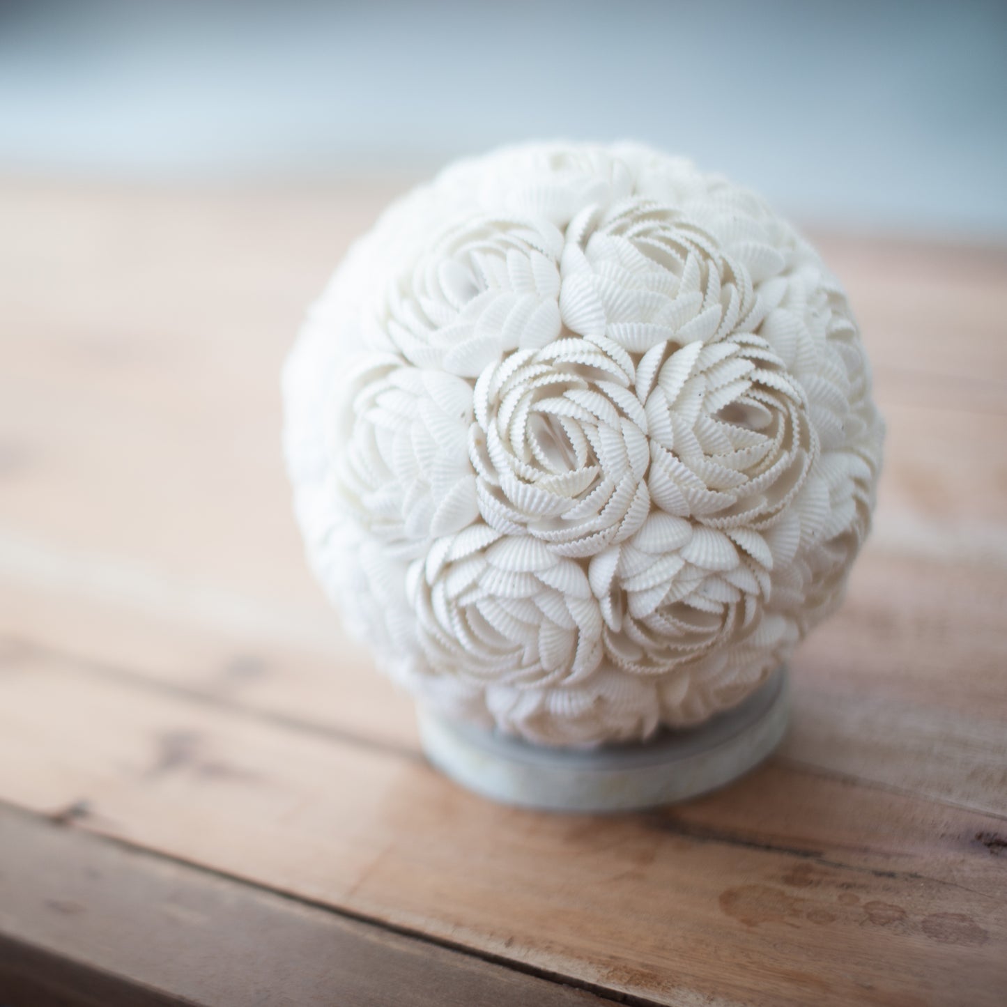 Low stock. Boho Sea Shell Lamp - Rose Globe - 15cm