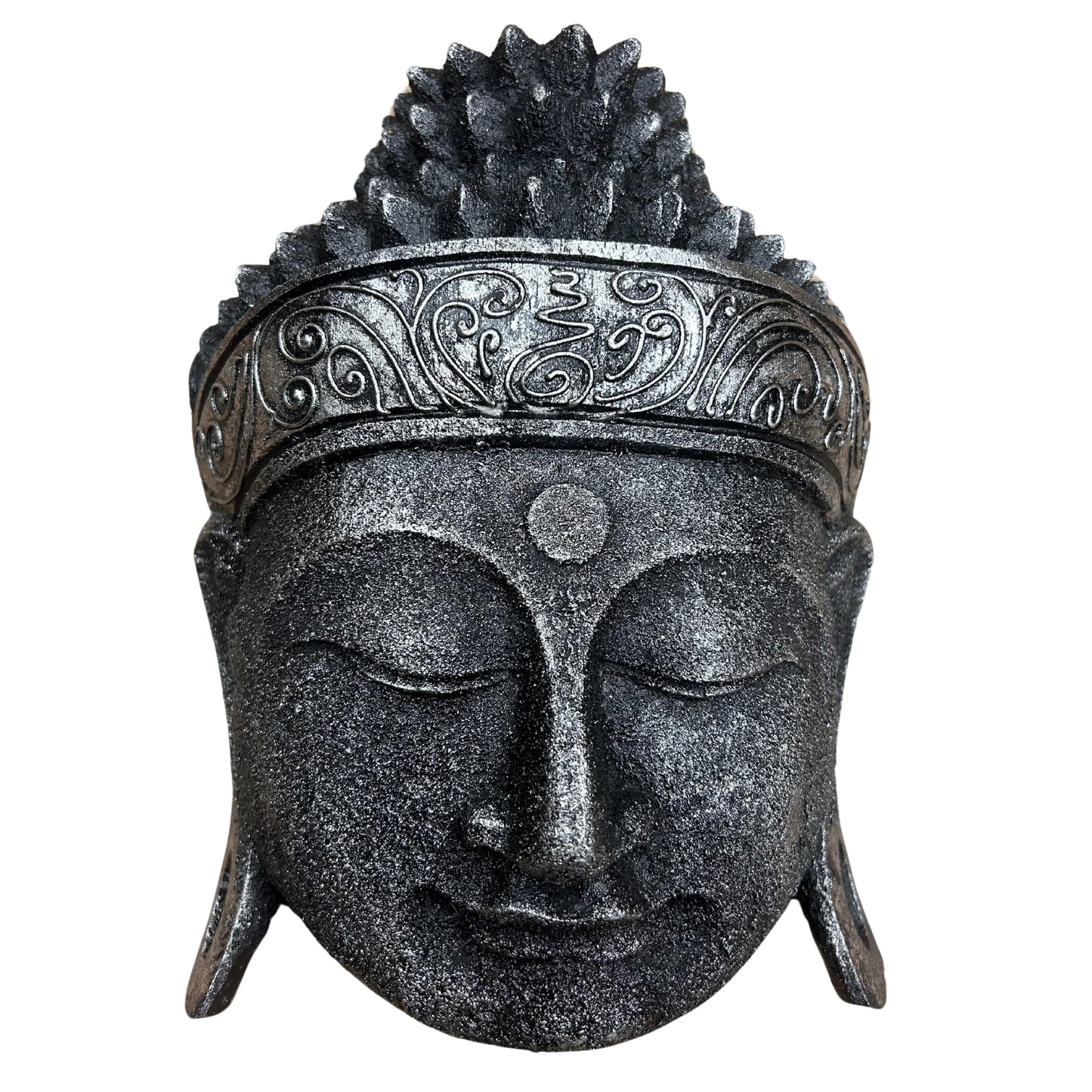 Home Decoration Buddha Head - 25cm - Silver Shine Finish