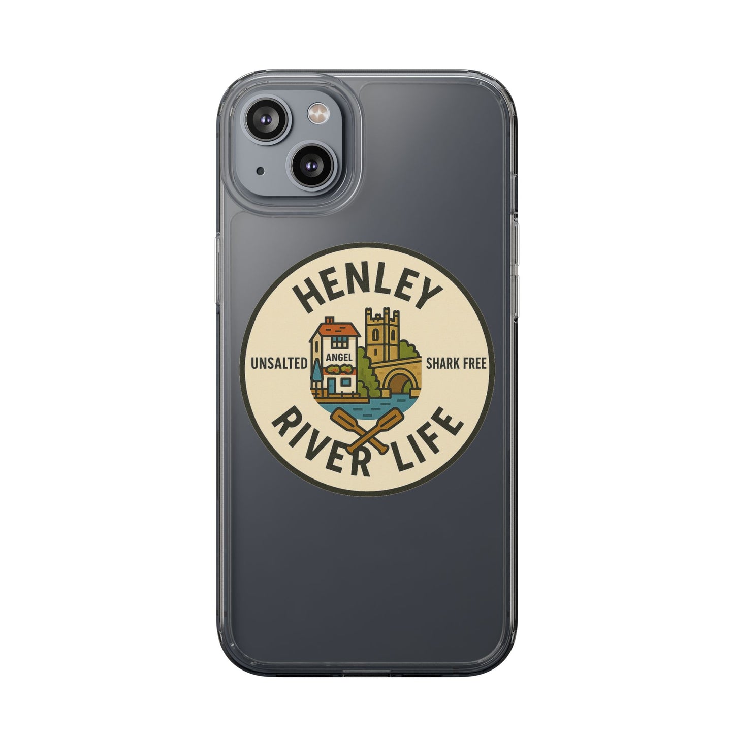 Henley River Life Clear Phone Case - Unsalted & Shark Free Design