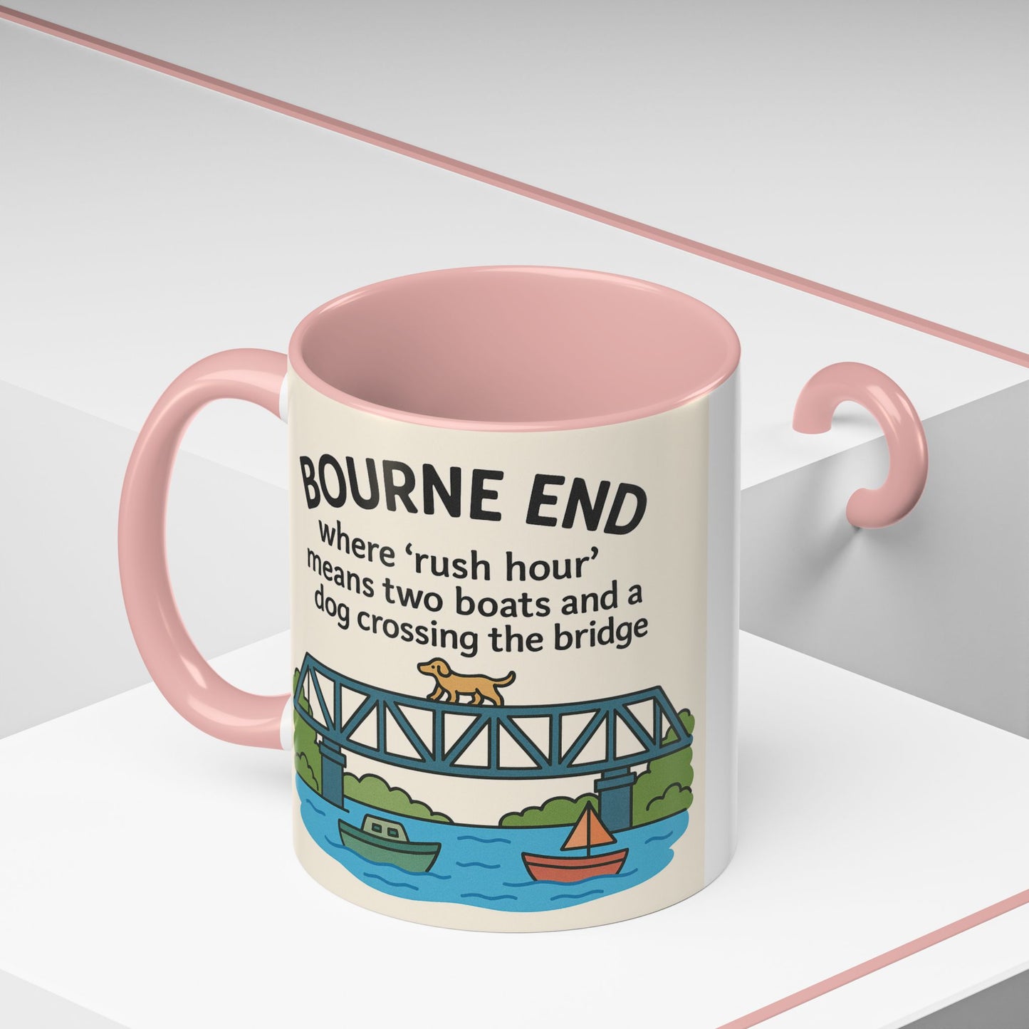 Bourne End Mug. Dogs and Boats