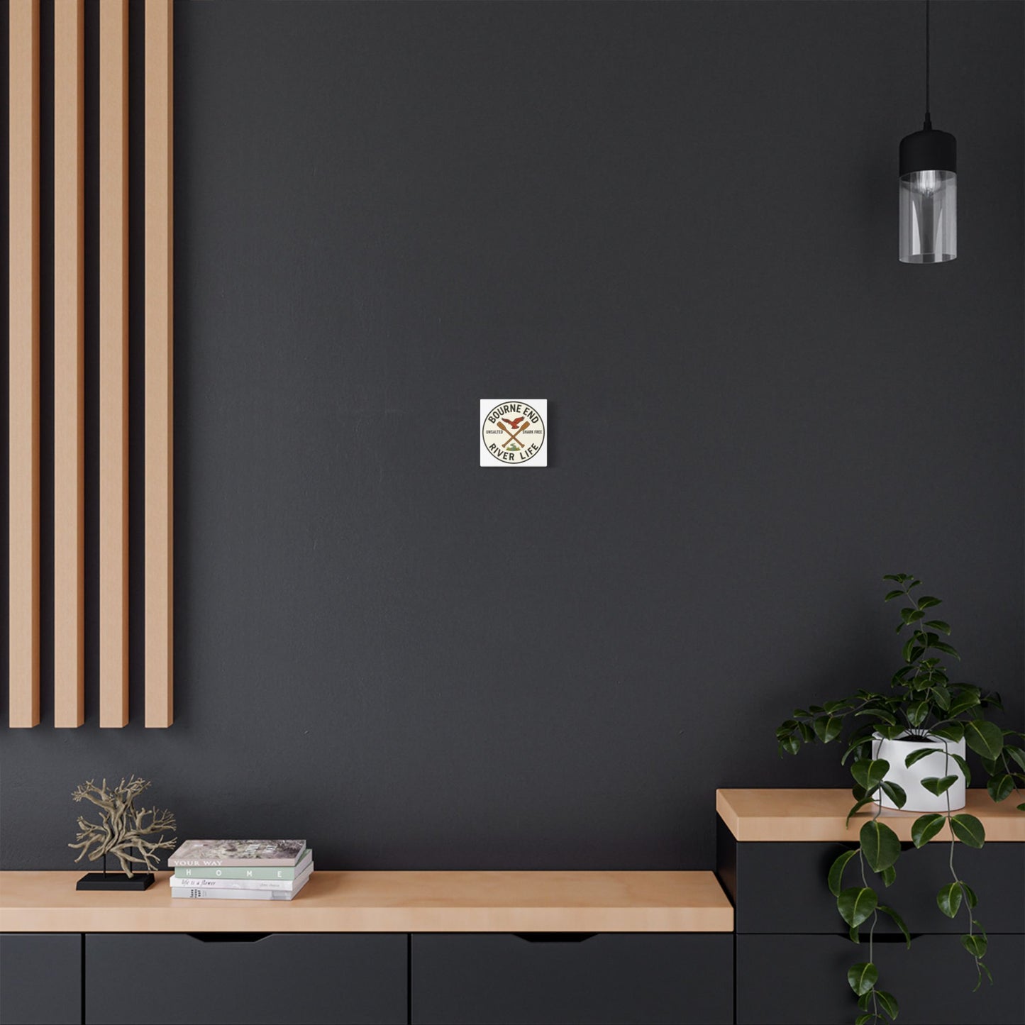 Satin Canvas Wall Art - Bourne End River Life with Paddles & Bird Design