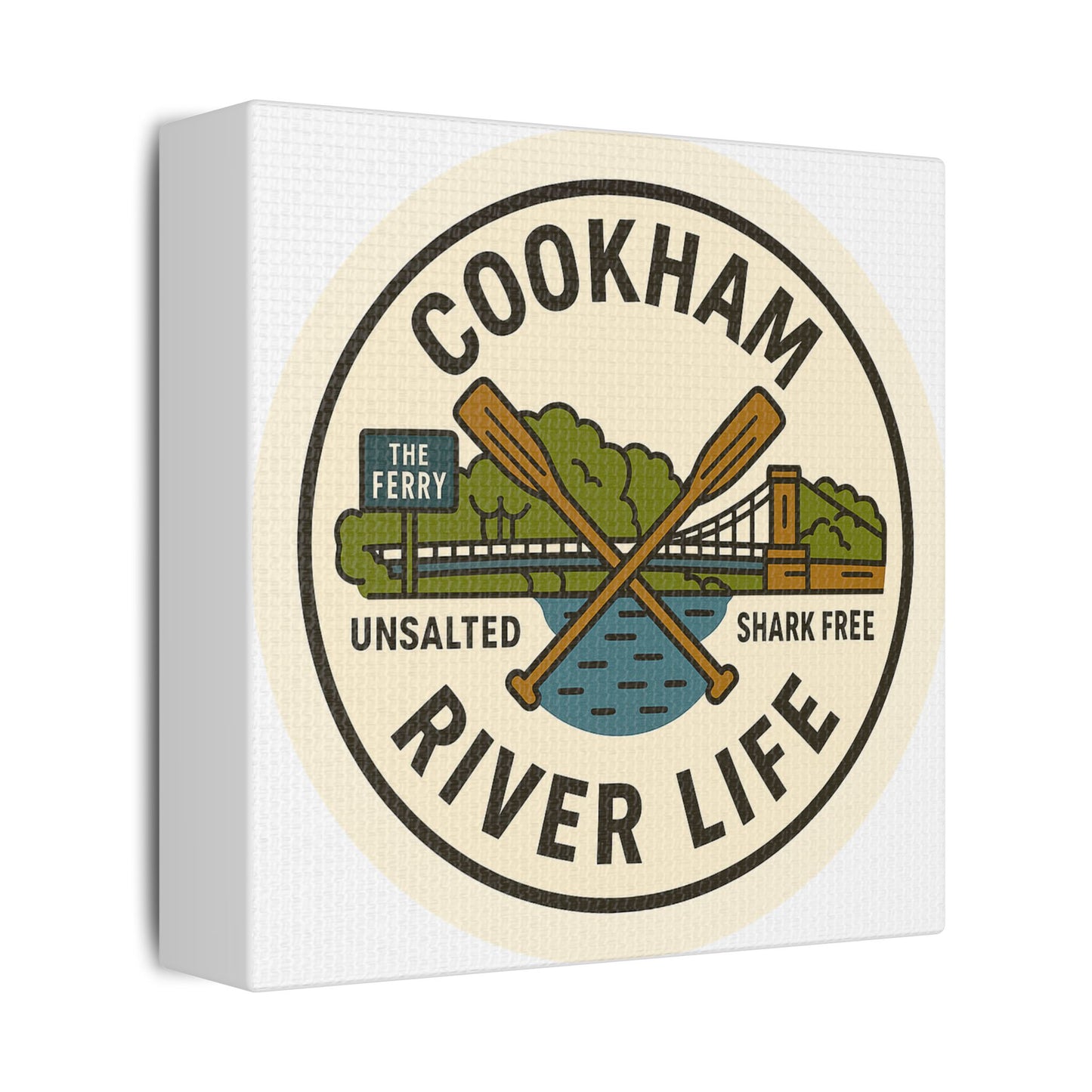 Satin Canvas Wall Art - Cookham River Life with Bridge and Ferry