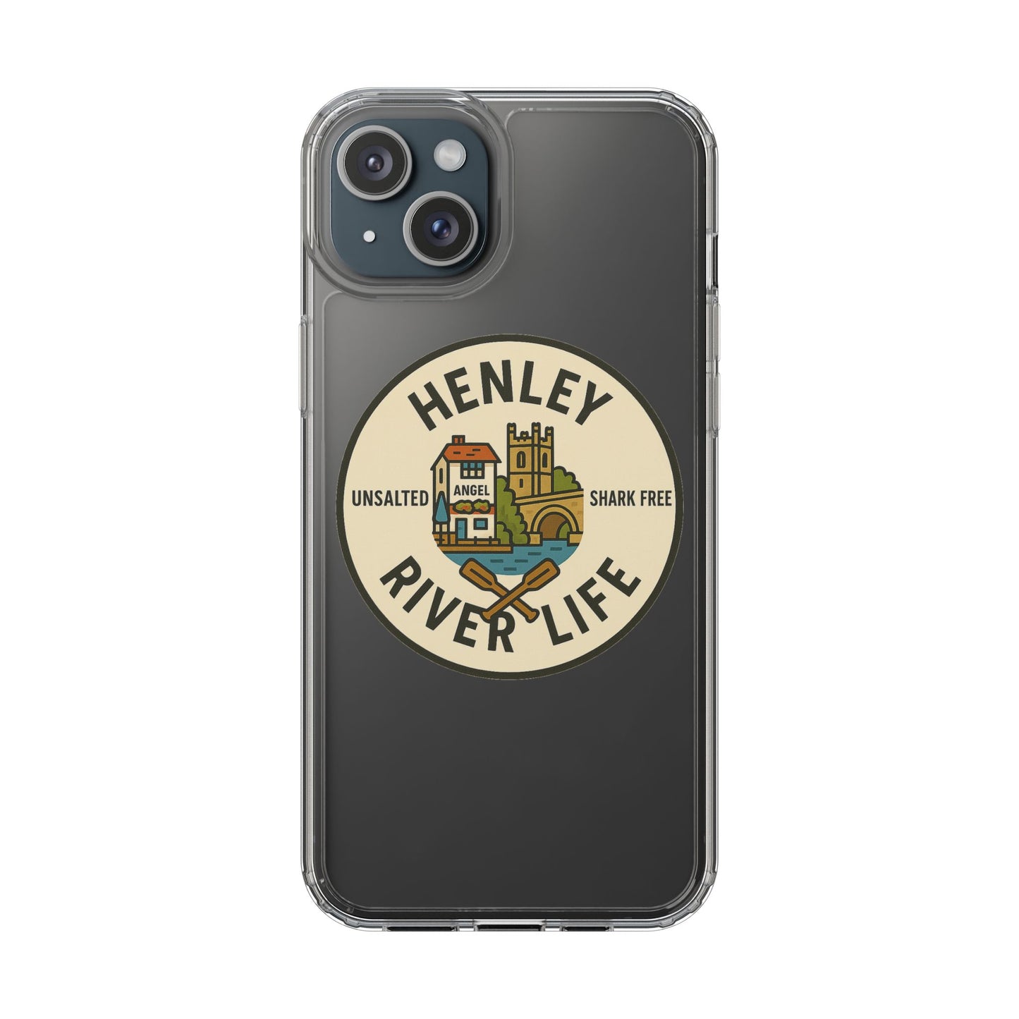 Henley River Life Clear Phone Case - Unsalted & Shark Free Design