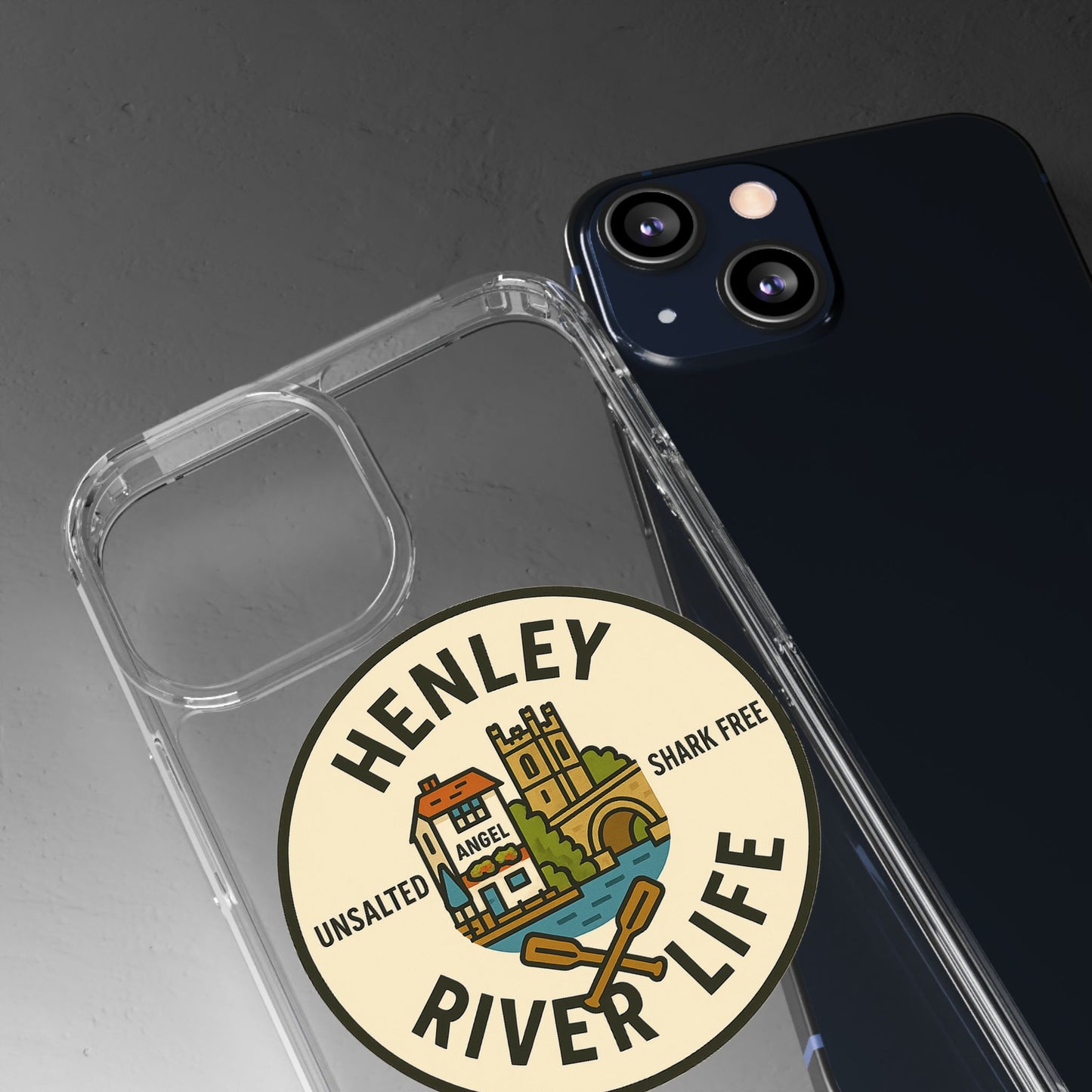 Henley River Life Clear Phone Case - Unsalted & Shark Free Design