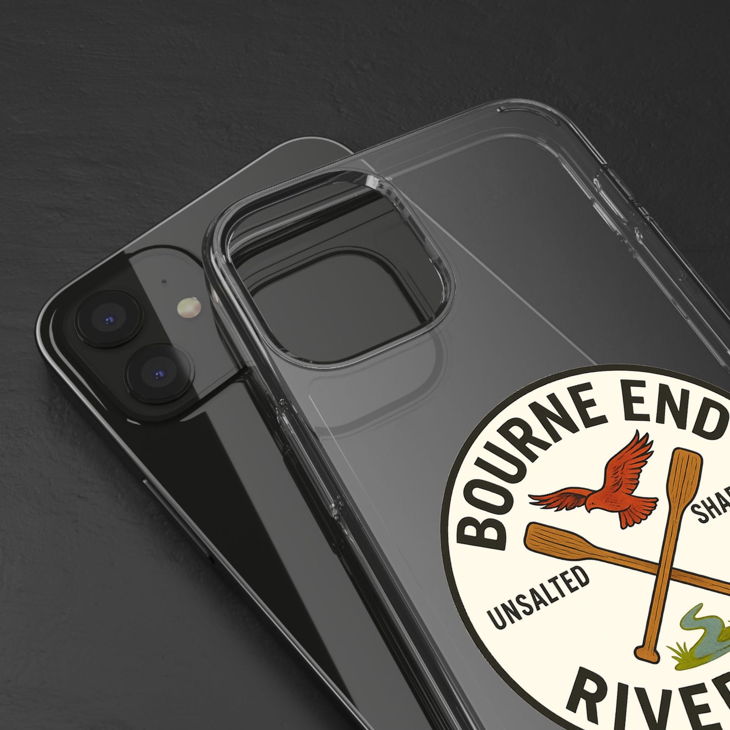 Bourne End River Life Clear Phone Case - Unsalted & Shark Free Design