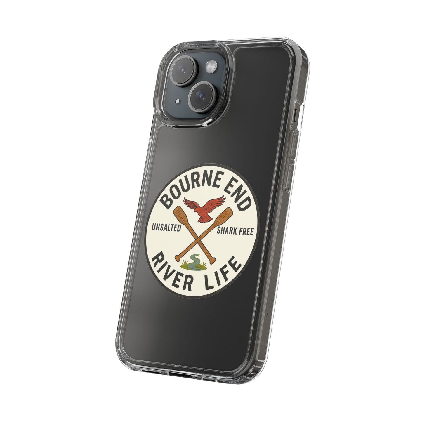 Bourne End River Life Clear Phone Case - Unsalted & Shark Free Design