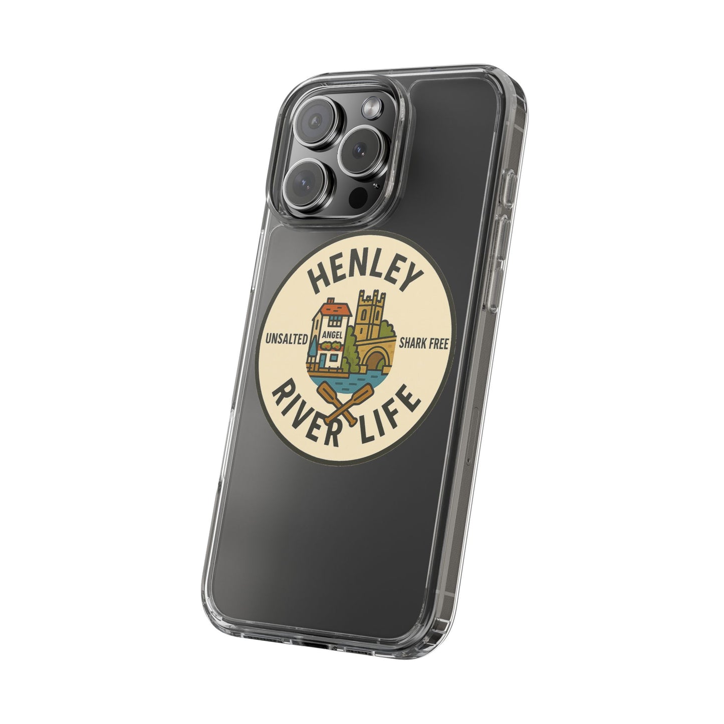 Henley River Life Clear Phone Case - Unsalted & Shark Free Design