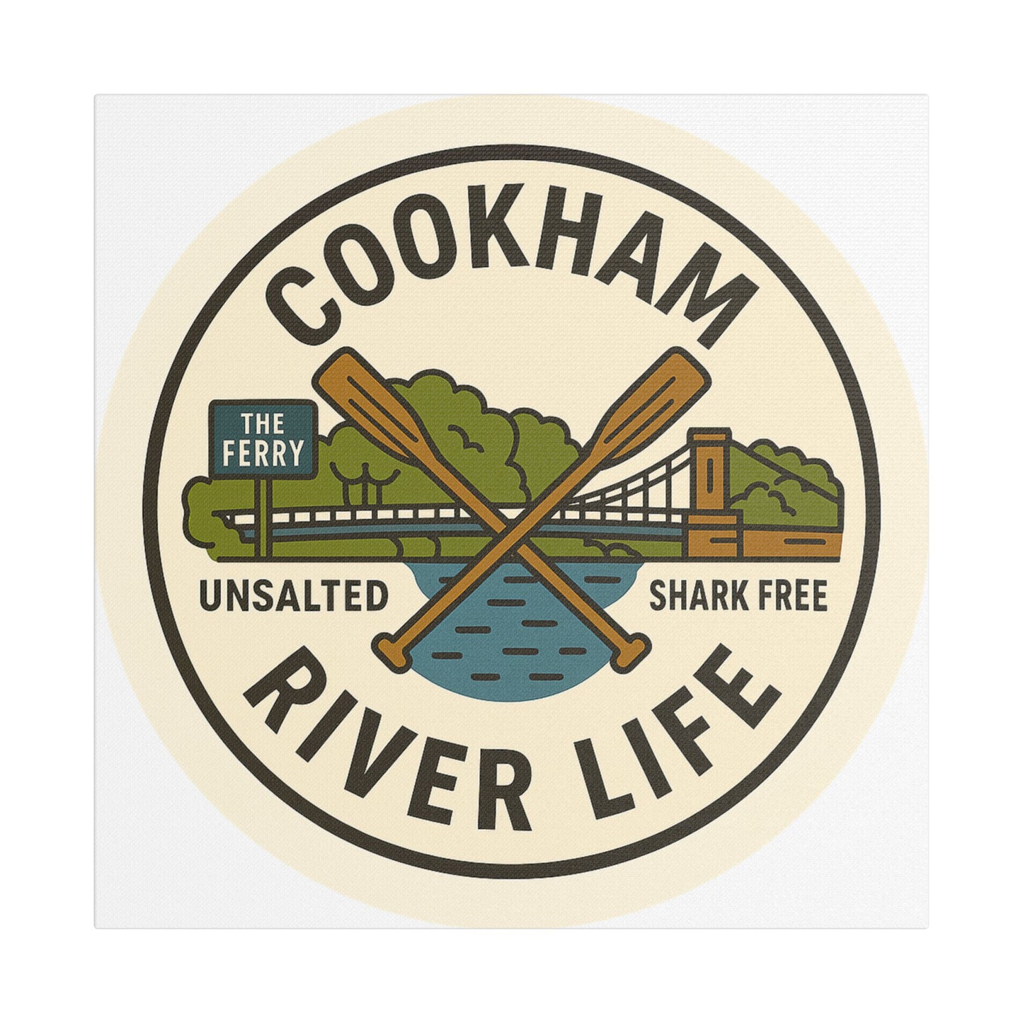 Satin Canvas Wall Art - Cookham River Life with Bridge and Ferry