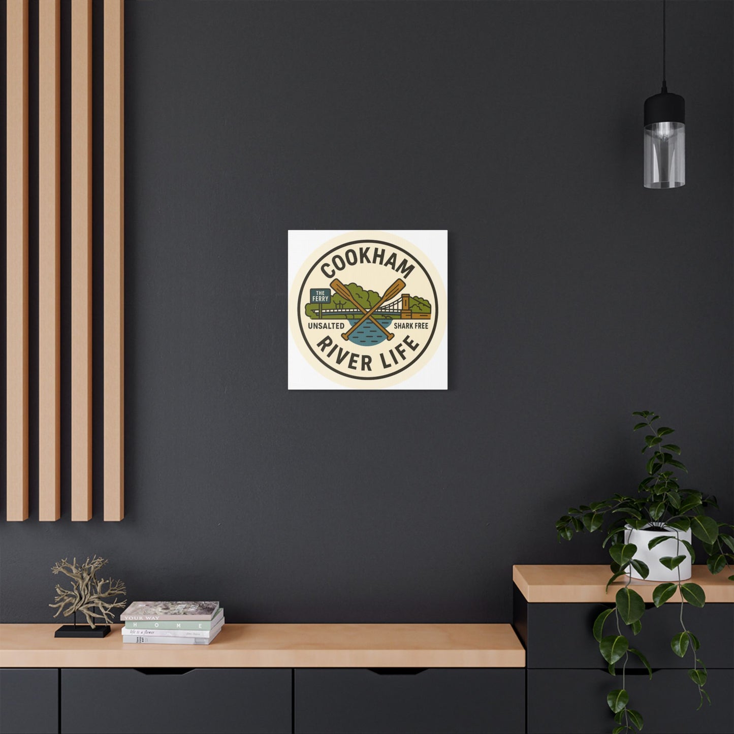 Satin Canvas Wall Art - Cookham River Life with Bridge and Ferry