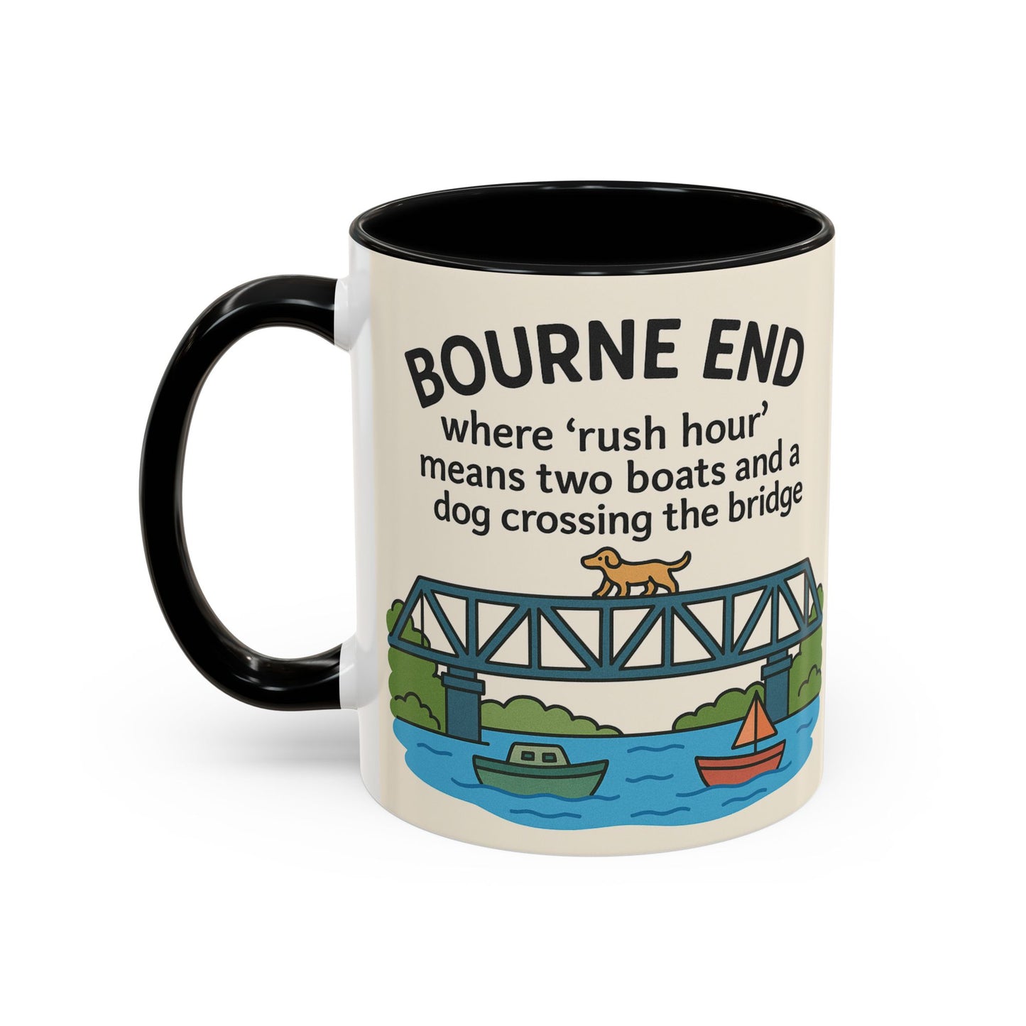Bourne End Mug. Dogs and Boats