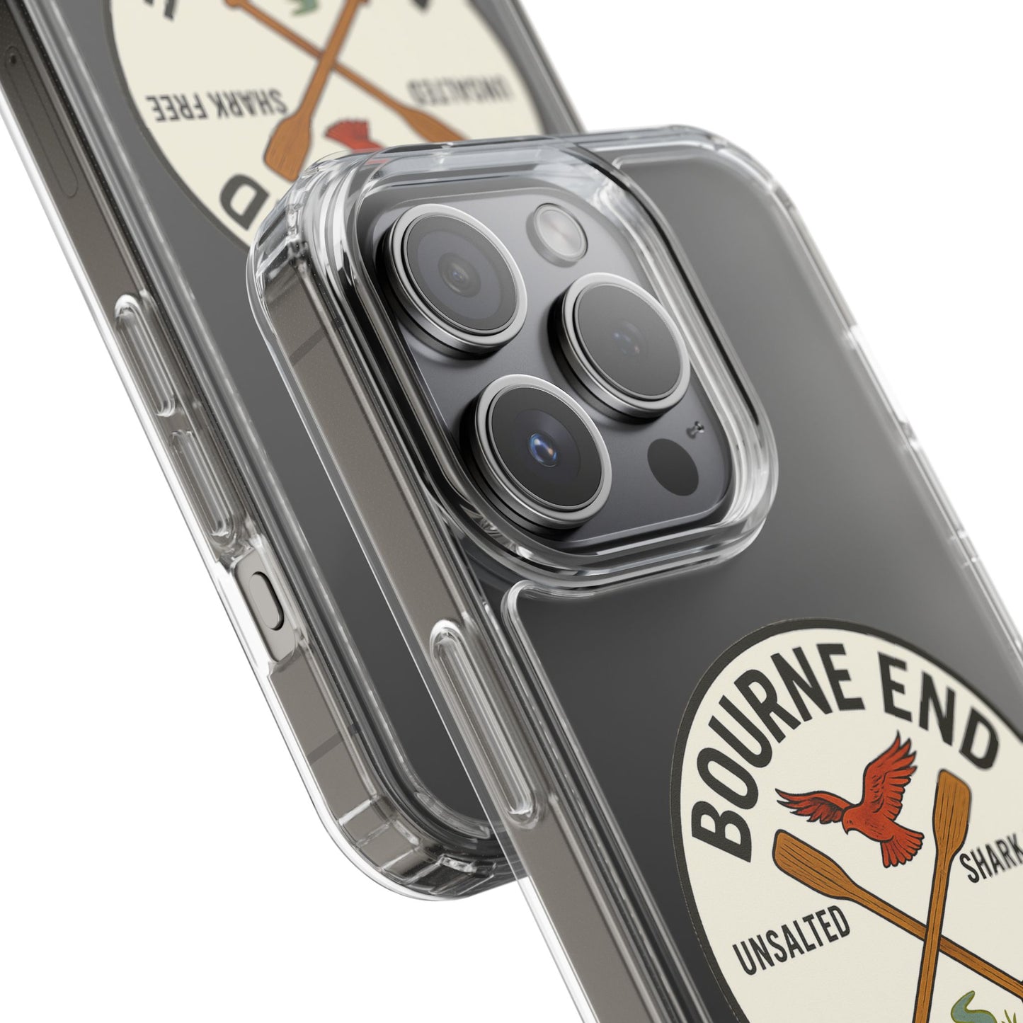 Bourne End River Life Clear Phone Case - Unsalted & Shark Free Design