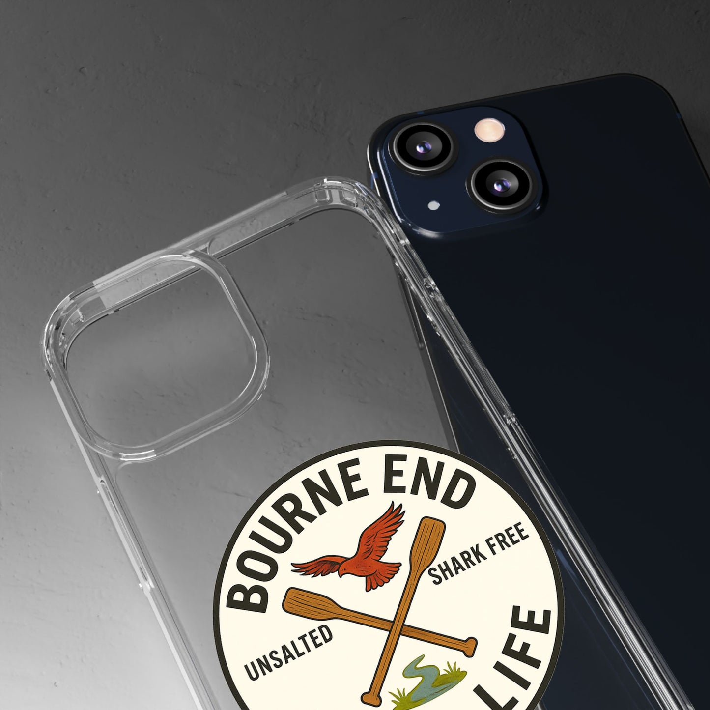 Bourne End River Life Clear Phone Case - Unsalted & Shark Free Design