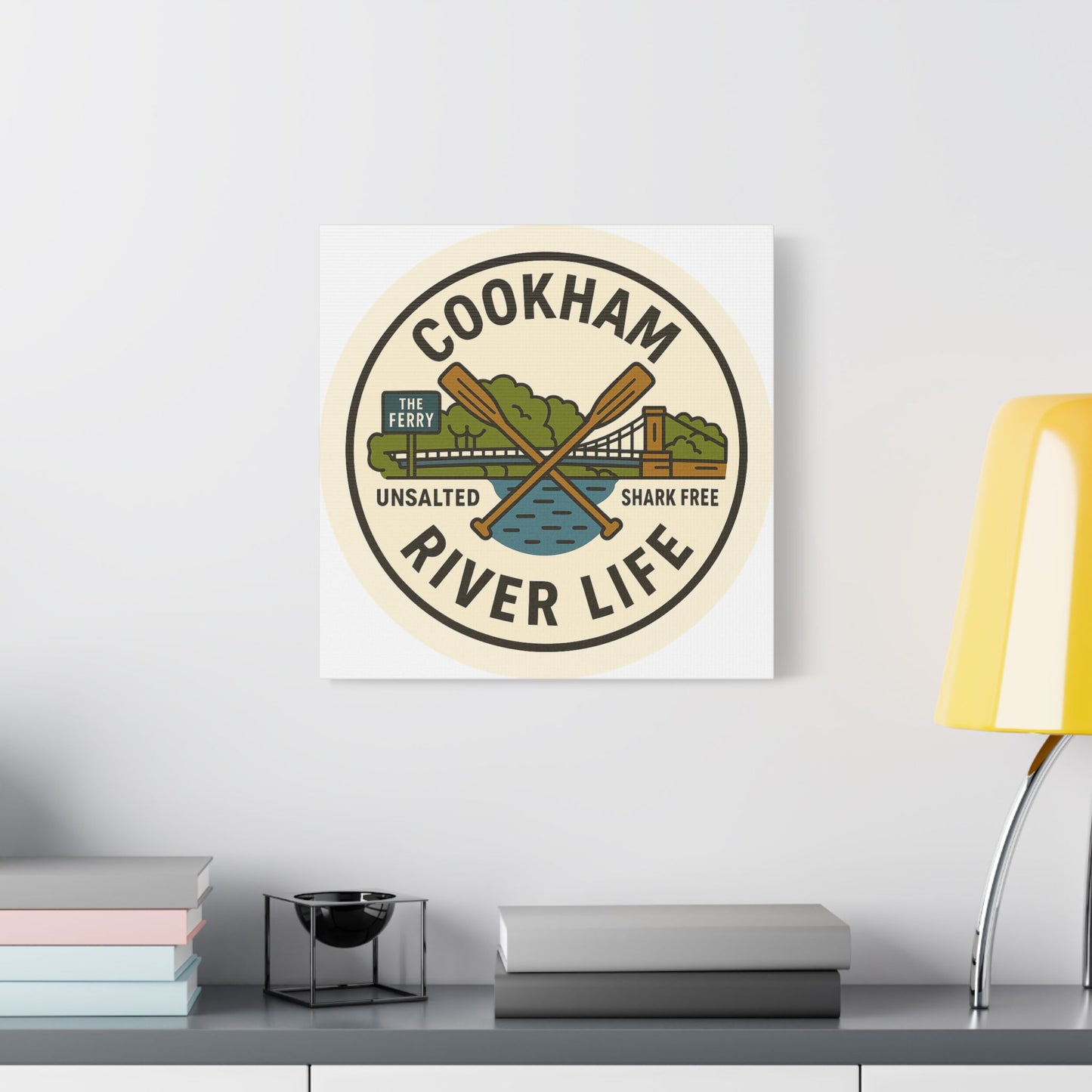 Satin Canvas Wall Art - Cookham River Life with Bridge and Ferry
